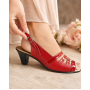 Sandale dama rosii din piele naturala box cu lac, cu toc mediu comod, model S33LR